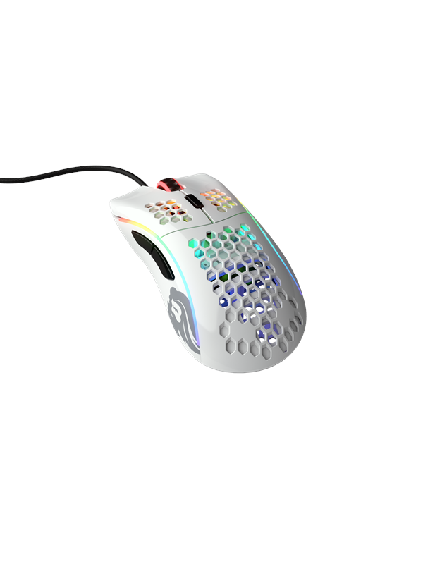 Glorious Model D - Glossy White - Gaming Mus - Optisk - 6 knapper - Hvid med RGB lys