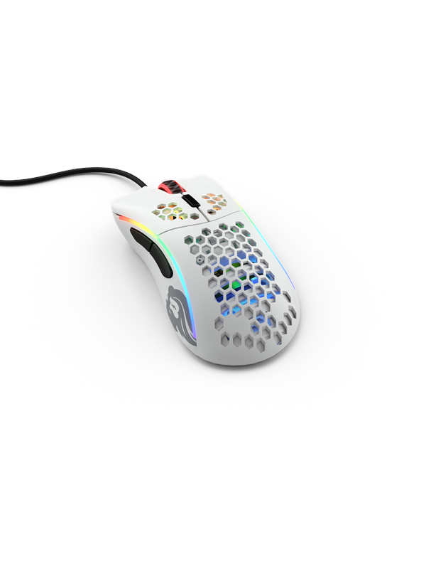 Glorious Model D- (Small) - Matte White - Gaming Mus - Optisk - 6 knapper - Hvid med RGB lys