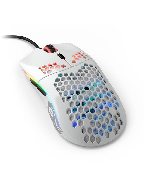 Glorious Model O- (Small) - Glossy White - Gaming Mus - Optisk - 6 knapper - Hvid med RGB lys