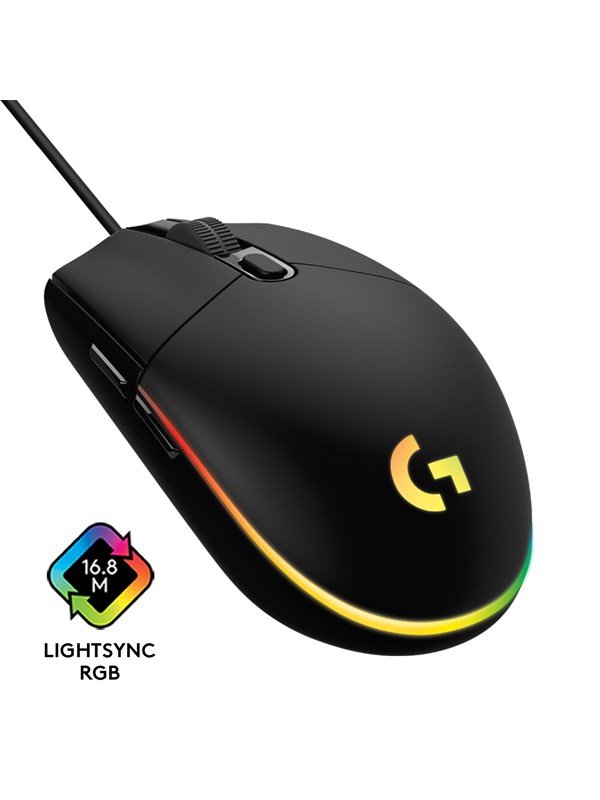 Logitech G203 LIGHTSYNC - Black - Gaming Mus - Optisk - 6 knapper - Sort med RGB lys