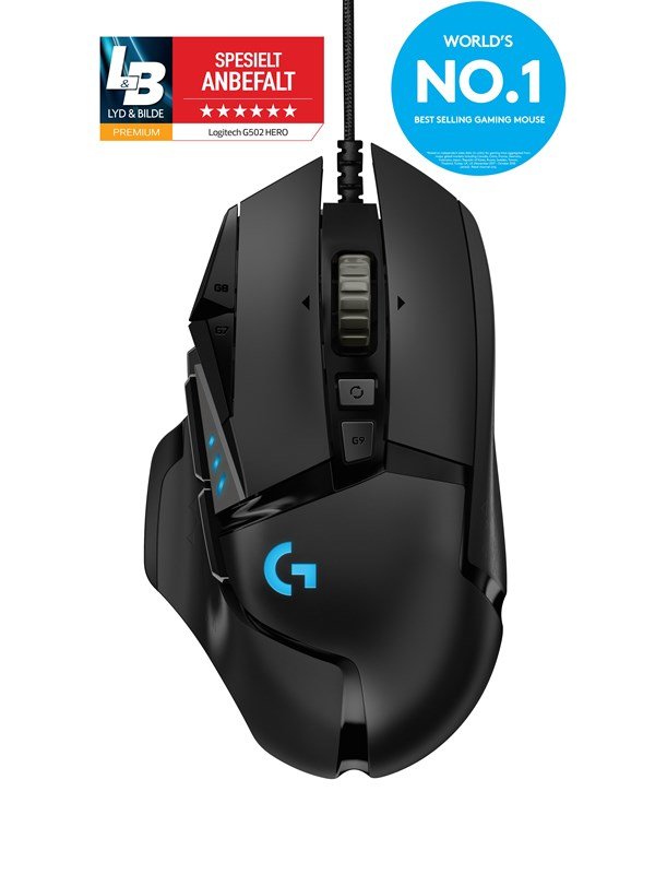 Logitech G502 HERO - Gaming Mus - Optisk - 11 knapper - Sort med RGB lys