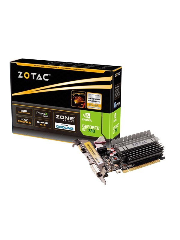 ZOTAC GeForce GT 730 ZONE Low Profile - 2GB GDDR3 RAM - Grafikkort