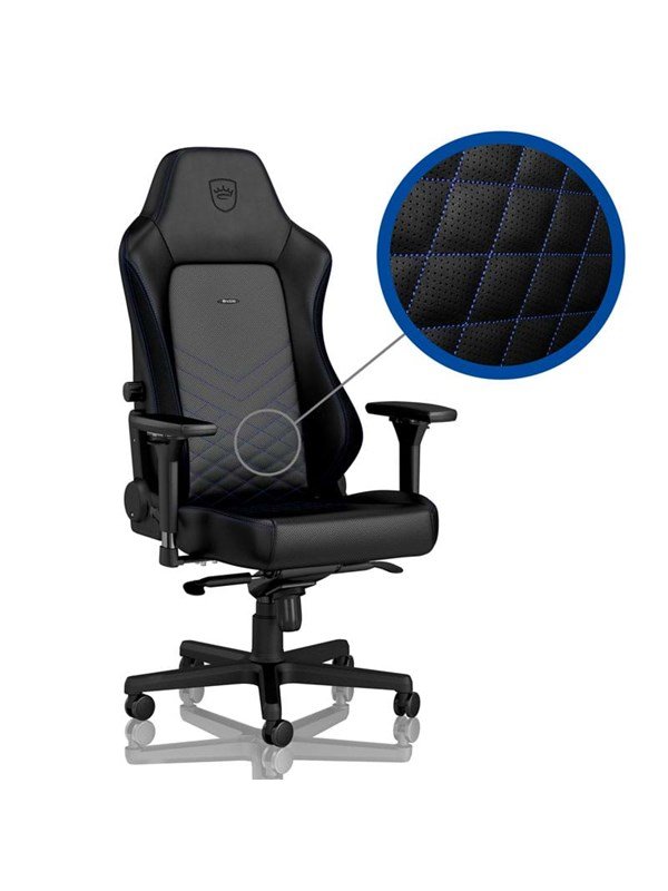 noblechairs HERO Gaming Chair - Black/Blue Gamer Stol - Sort / Bl - PU Lder - Op til 150 kg