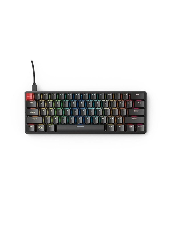 Glorious GMMK Compact Red Gateron Black - Gaming Tastatur - Uden Numpad - Nordisk - Sort