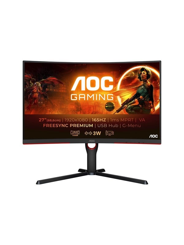 AOC 27" Skærm Gaming C27G3U/BK 165Hz - Sort - 1 ms AMD FreeSync Premium