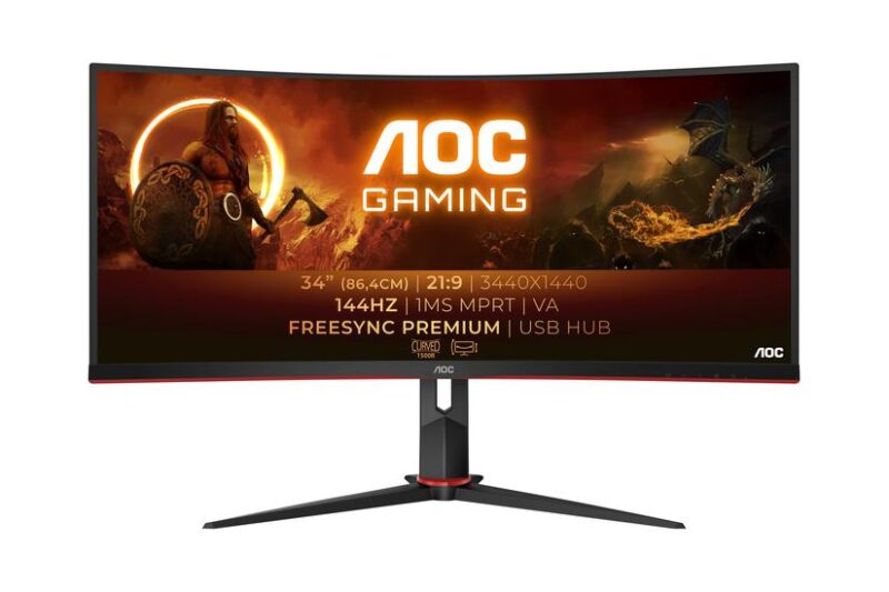 AOC Gaming Skærm CU34G2X/BK - WLED 34" WQHD 3440 x 1440 ved 144 Hz 1ms