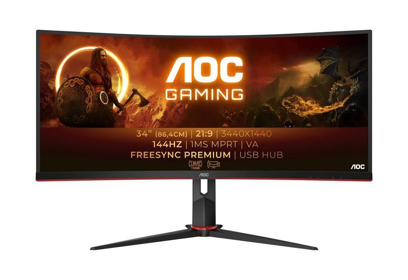 AOC Gaming Skærm CU34G2X/BK - WLED 34" WQHD 3440 x 1440 ved 144 Hz 1ms