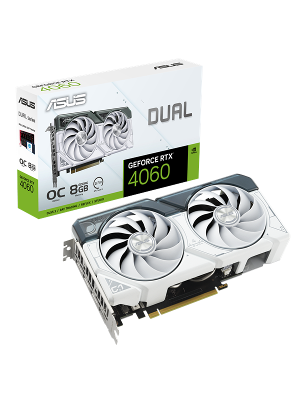 ASUS GeForce RTX 4060 DUAL OC White - 8GB GDDR6 RAM - Grafikkort