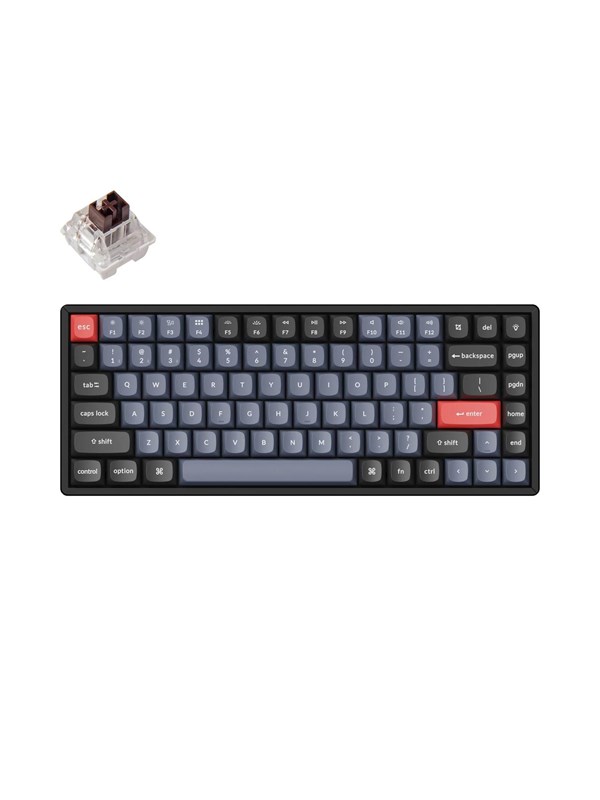 Keychron K2 Pro QMK/VIA RGB Hot Swap - Pro Brown - Gaming Tastatur - Uden Numpad - Nordisk - Sort