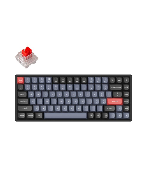 Keychron K2 Pro QMK/VIA RGB Hot Swap - Pro Red - Gaming Tastatur - Uden Numpad - Nordisk - Sort