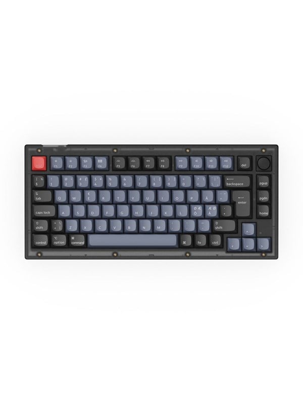 Keychron V1 QMK Custom Knob version - Fully Assembled - Pro Red - Gaming Tastatur - Uden Numpad - Nordisk - Sort