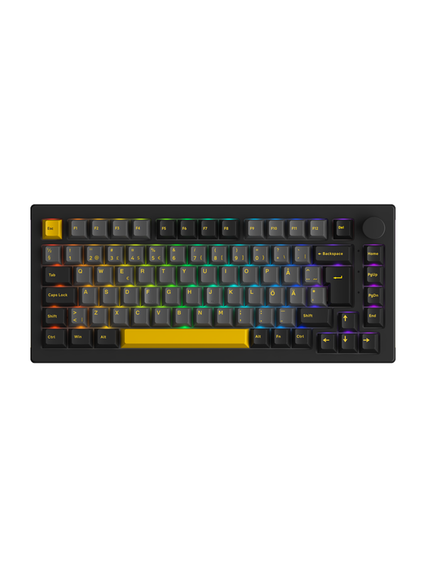 Akko 5075B Plus-S - Black & Gold - CS Wine Red- ND - Gaming Tastatur - Nordisk - Sort