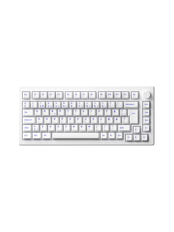 Akko MOD007 PC V2 - White/Blue CS - Piano Switch - USB-C - ND - Gaming Tastatur - Nordisk - Hvid