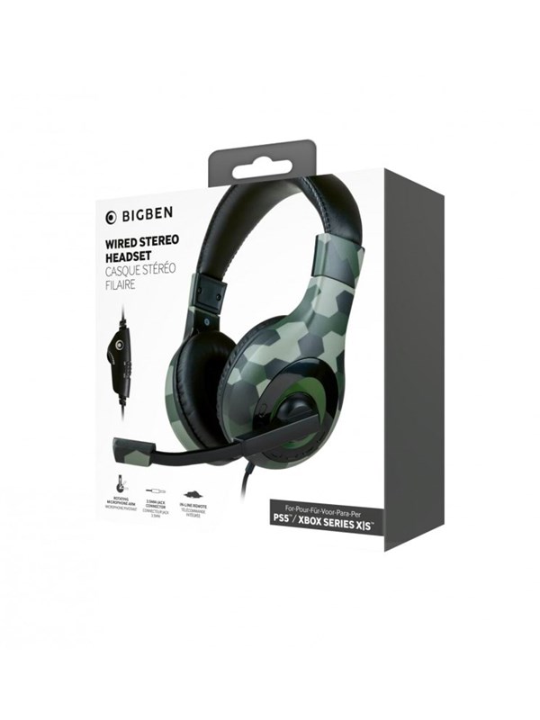 BigBen Interactive Stereo Gaming Headset V1 - Green Camo - Headset - Microsoft Xbox Series S