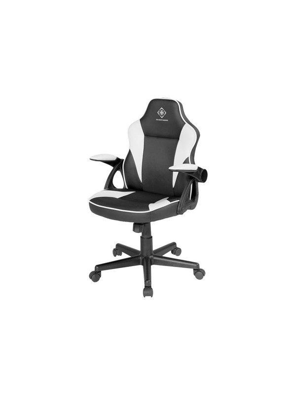 DELTACO GAMING DC120 Junior Gaming Chair Black/White Gamer Stol - Sort / Hvid - PU Læder - Op til 80 kg