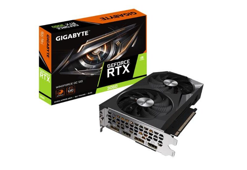 Gigabyte GeForce RTX 3060 WINDFORCE OC 12G Grafikkort - 12GB GDDR6