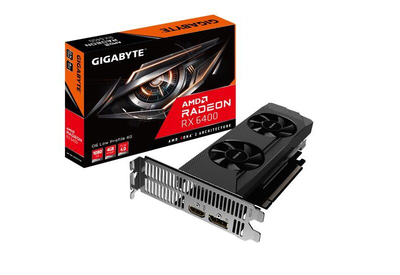 Gigabyte Radeon RX 6400 D6 LOW PROFILE 4G Grafikkort - lavprofil - 4GB GDDR6 - AMD Radeon RX 6400 - PCI Express 4.0