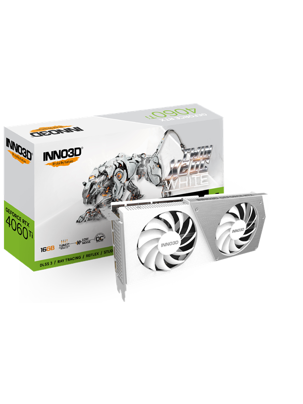 Inno3D GeForce RTX 4060 Ti Twin X2 OC White - 16GB GDDR6 RAM - Grafikkort