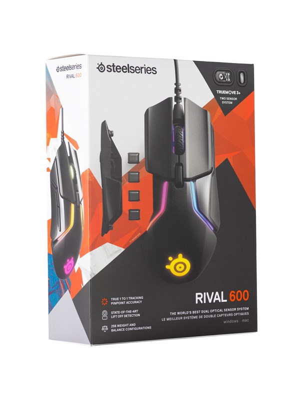 SteelSeries Rival 600 - Gaming Mus - Optisk - 7 knapper - Sort med RGB lys