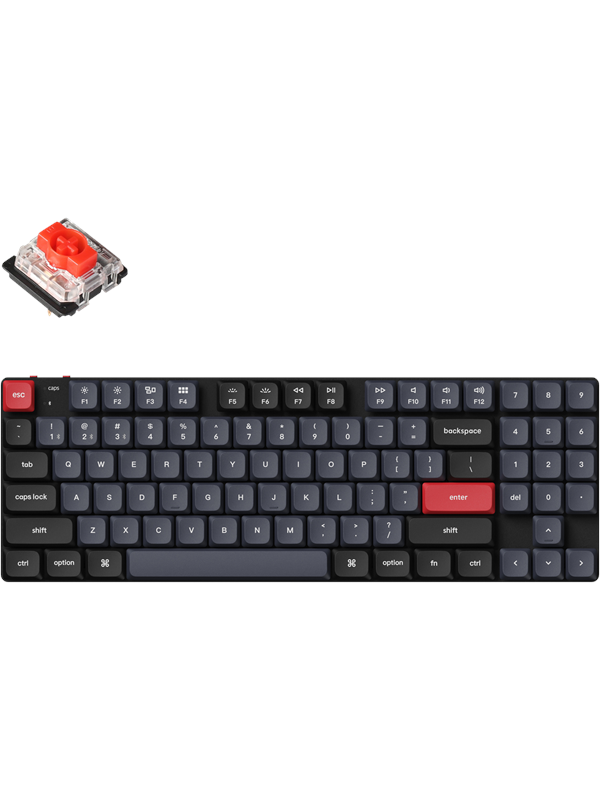 Keychron K13 Pro QMK/VIA Wireless RGB Aluminium 80% Hot swap Gateron Low Profile Red - ND - Gaming Tastatur - Uden Numpad - Nordisk - Sort