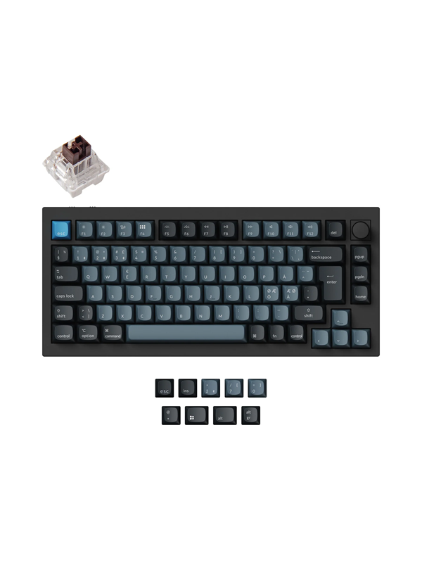 Keychron Q1 Pro QMK/VIA Wireless 75% - K Pro Brown - ND - Gaming Tastatur - Uden Numpad - Nordisk - Sort