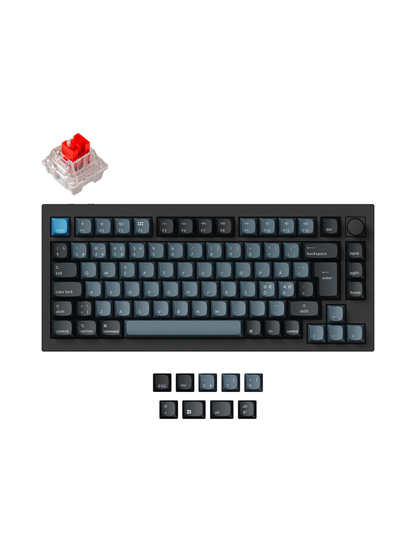 Keychron Q1 Pro QMK/VIA Wireless 75% - K Pro Red - ND - Gaming Tastatur - Uden Numpad - Nordisk - Grå