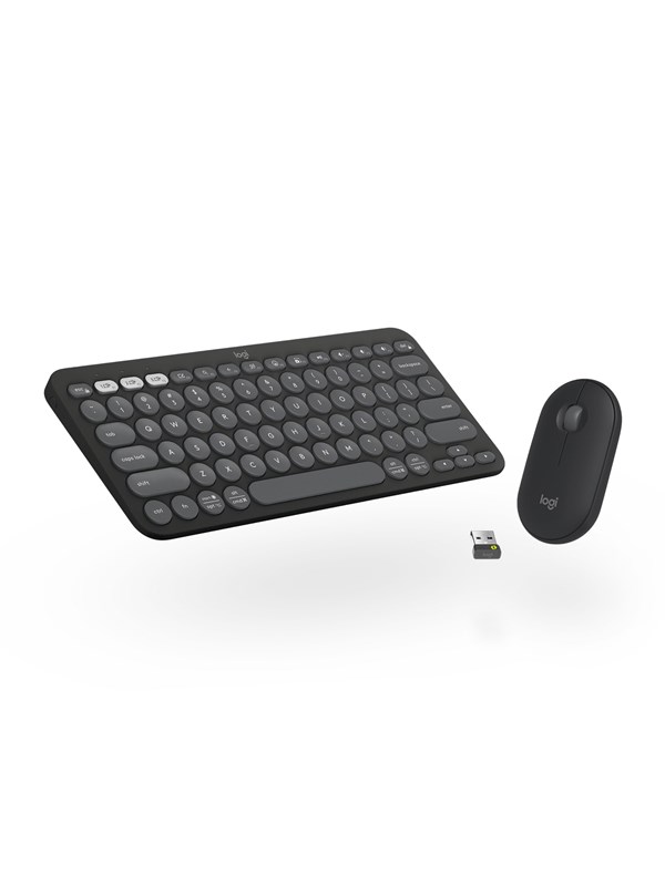 Logitech Pebble 2 Combo Wireless Keyboard/Mouse - Tonal Graphite - Tastatur & Mus sæt - Nordisk - Hvid