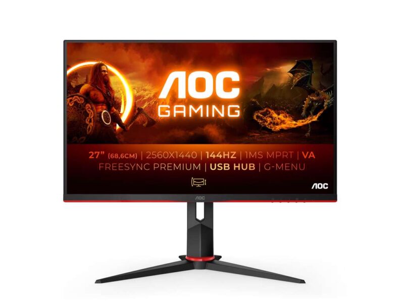 AOC G2 Q27G2U/BK computerskærm 68,6 cm (27") 2560 x 1440 pixel Quad HD LED Sort, Rød