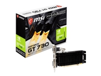MSI NVIDIA® GeForce® N730K-2GD3H/LPV1 - Grafikkort - GF GT 730 - 2 GB DDR3 - PCIe 2.0 x16 lavprofil - DVI, D-Sub, HDMI - blæserløs