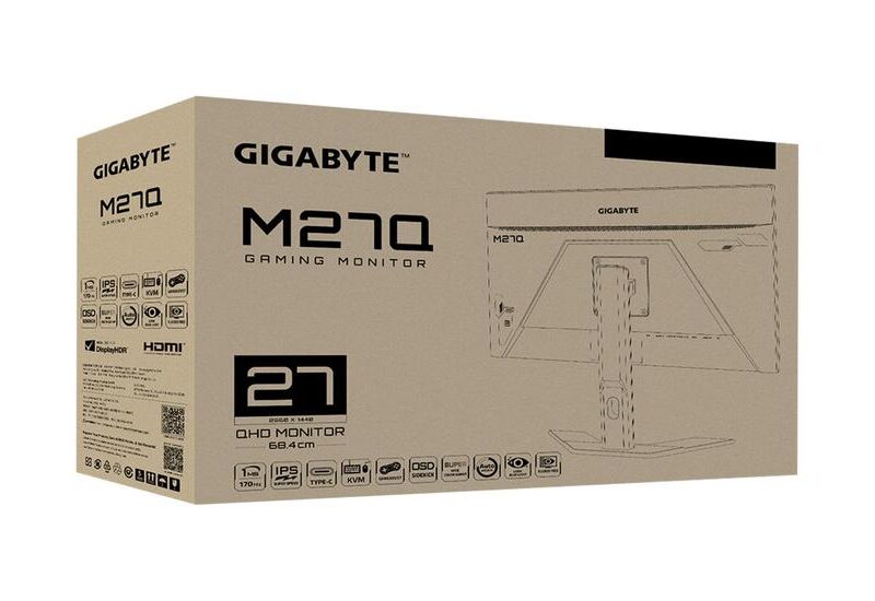 Gigabyte M27Q skærm - Kantbelyst LED - 27" - AMD FreeSync Premium - IPS - 0.5ms - QHD 2560x1440 ved 170Hz