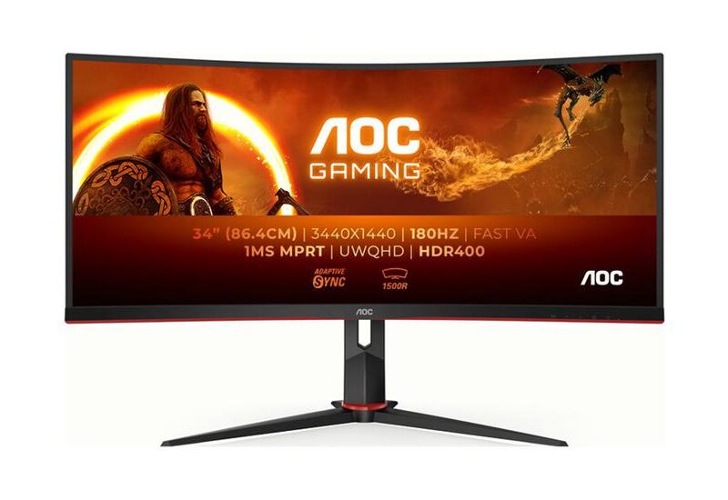 AOC Gaming CU34G2XP/BK skærm - WLED - 34" - VA - 0,5ms - WQHD 3440x1440 ved 180Hz