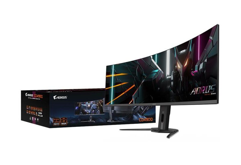 AORUS CO49DQ skærm - Kantbelyst LED - 49" - AMD FreeSync Premium Pro - 0,03ms - Dual Quad HD 5120x1440 ved 144Hz