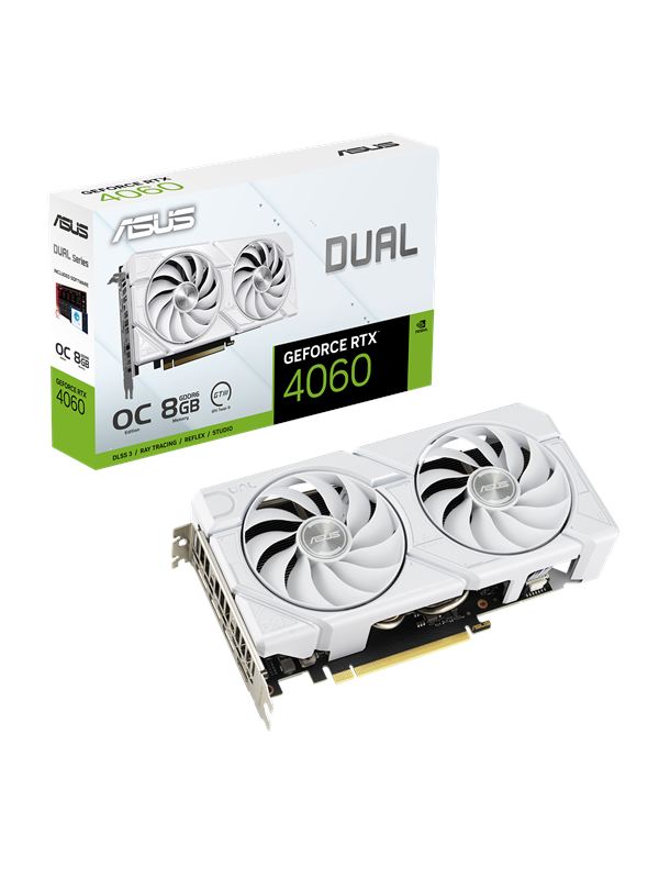 ASUS GeForce RTX 4060 DUAL EVO White OC - 8GB GDDR6 RAM - Grafikkort