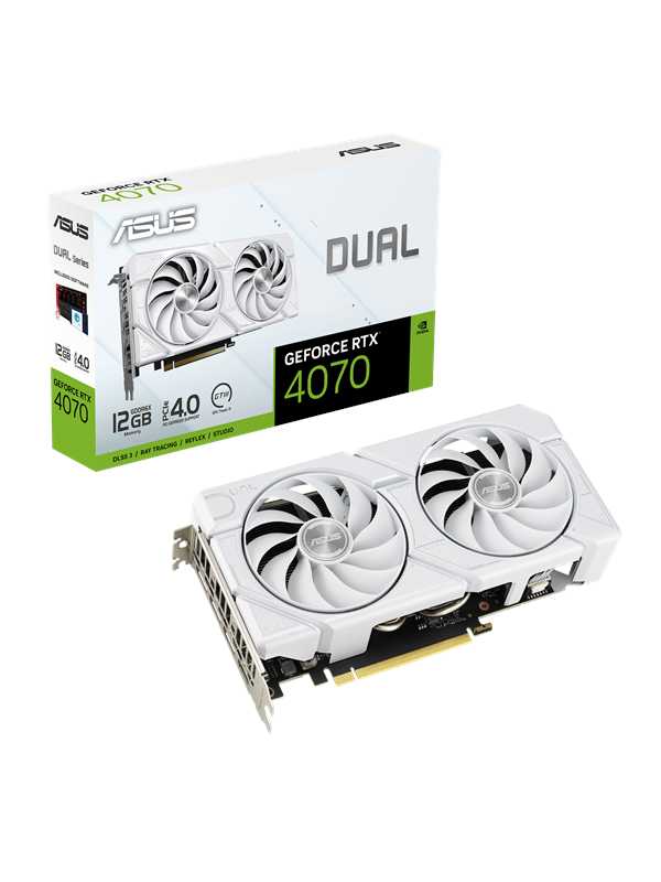 ASUS GeForce RTX 4070 DUAL EVO White - 12GB GDDR6X RAM - Grafikkort