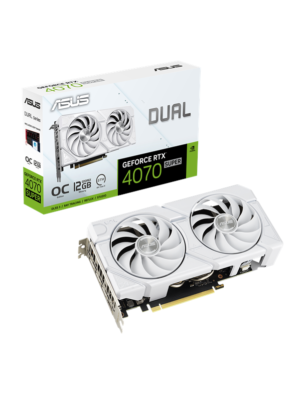 ASUS GeForce RTX 4070 SUPER DUAL EVO White OC - 12GB GDDR6X RAM - Grafikkort