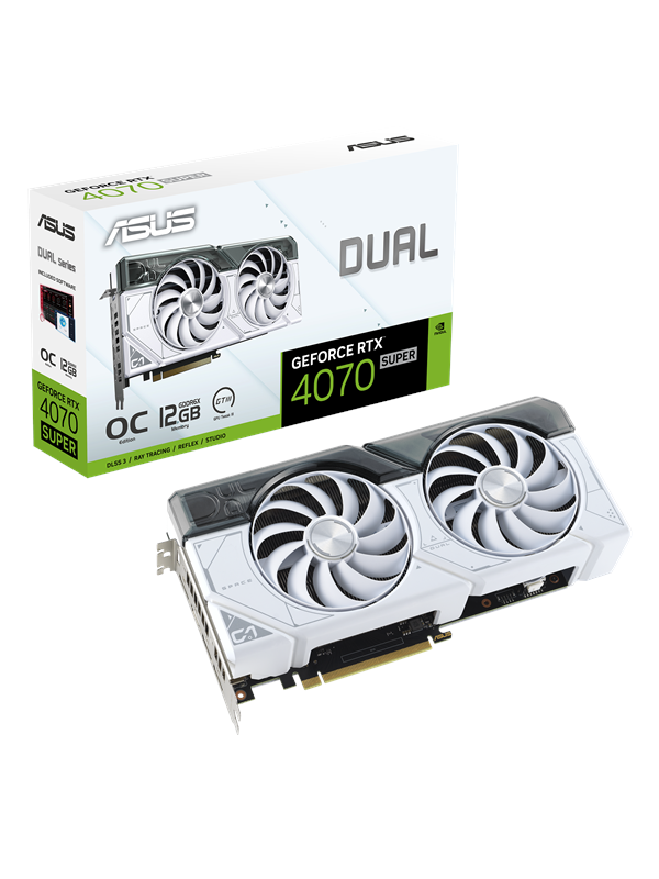 ASUS GeForce RTX 4070 SUPER DUAL OC White - 12GB GDDR6X RAM - Grafikkort