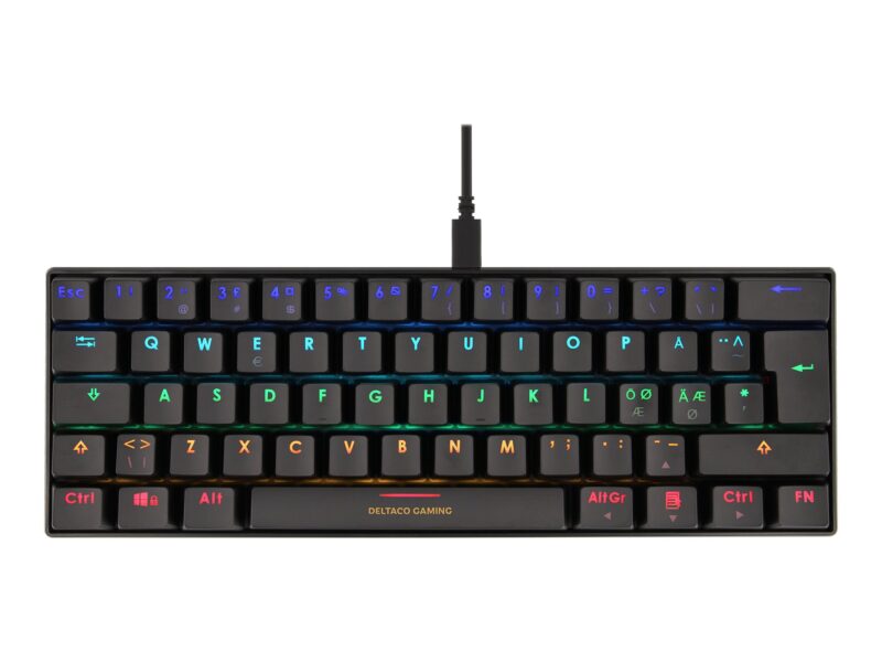 DELTACO GAMING GAM-075B Tastatur Mekanisk RGB Kabling Pan Nordic