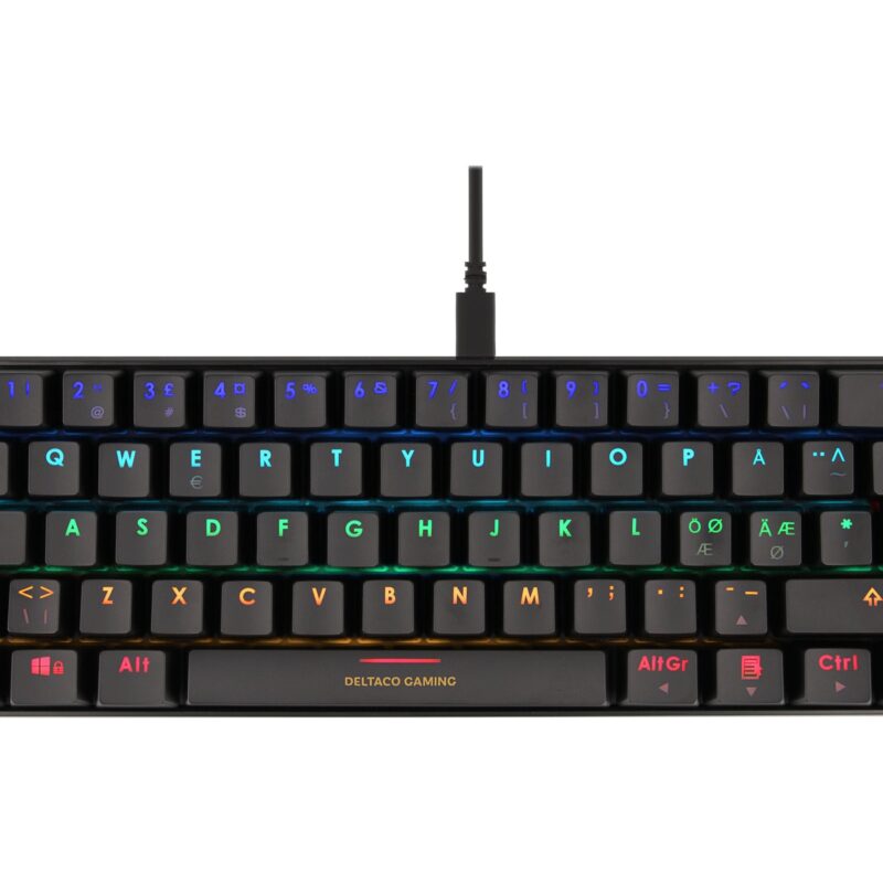 DELTACO GAMING GAM-075B Tastatur Mekanisk RGB Kabling Pan Nordic