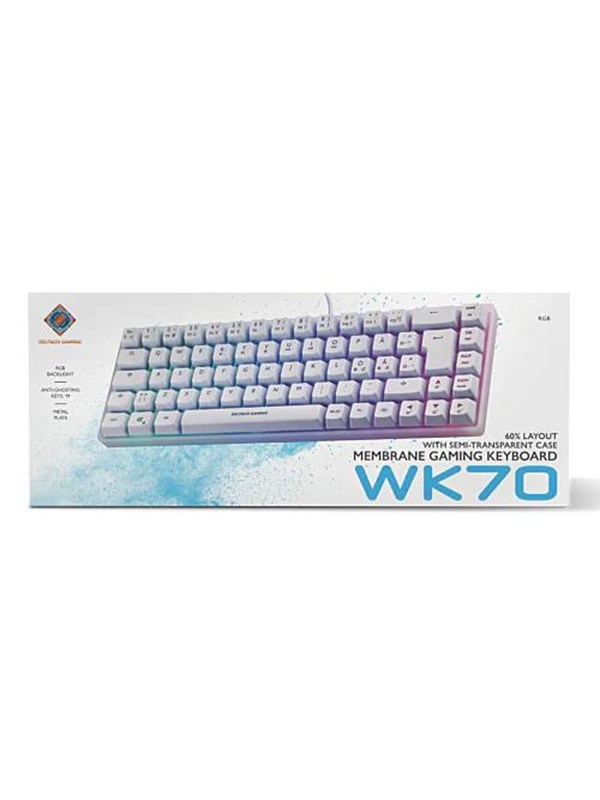 Deltaco WK70 Membrane 60% Keyboard with semi transparent case - Gaming Tastatur - Hvid