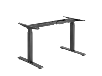 Electrically adjustable desk frame, 3-fold telescopic legs, 2 motors, black