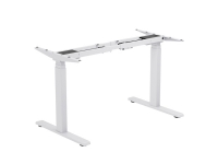 Electrically adjustable desk frame, 3-fold telescopic legs, 2 motors, white