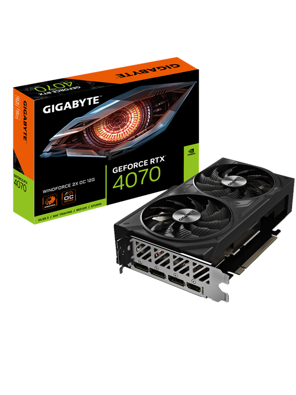 GIGABYTE GeForce RTX 4070 WindForce 2 V2 OC - 12GB GDDR6X RAM - Grafikkort