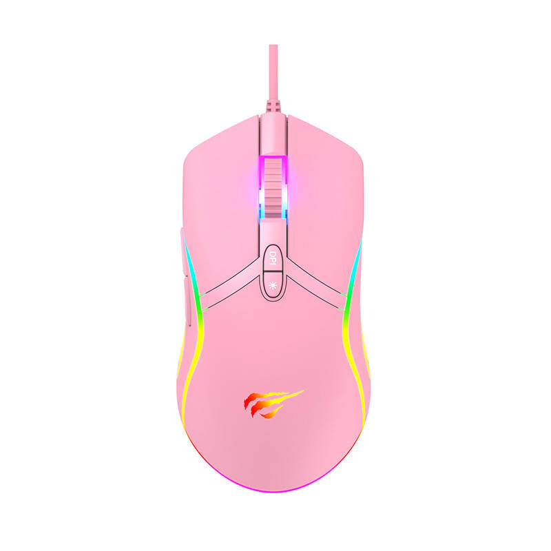 Gaming mouse Havit MS1026 RGB 1000-6400 DPI (pink)