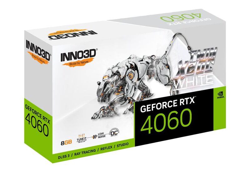 Inno3D GeForce RTX 4060 TWIN X2 OC WHITE Grafikkort - 8GB GDDR6 - NVIDIA RTX 4060 - PCI Express 4.0 x8