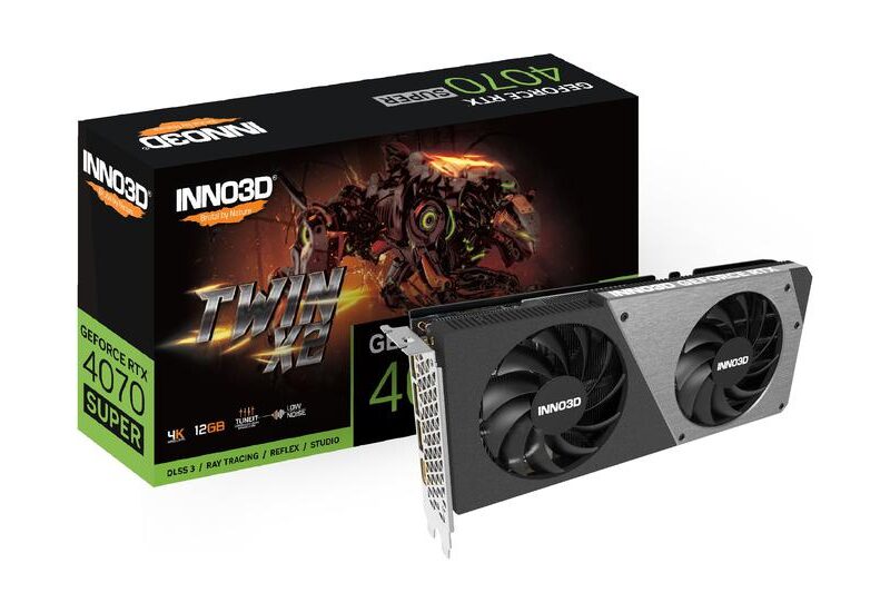 Inno3D GeForce RTX 4070 SUPER TWIN X2 Grafikkort - 12GB GDDR6X - NVIDIA RTX 4070 SUPER