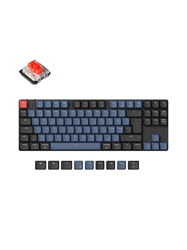 Keychron K1 Pro QMK/VIA Wireless RGB Hot Swap Low Profile Red - ND - Gaming Tastatur - Uden Numpad - Nordisk - Sort