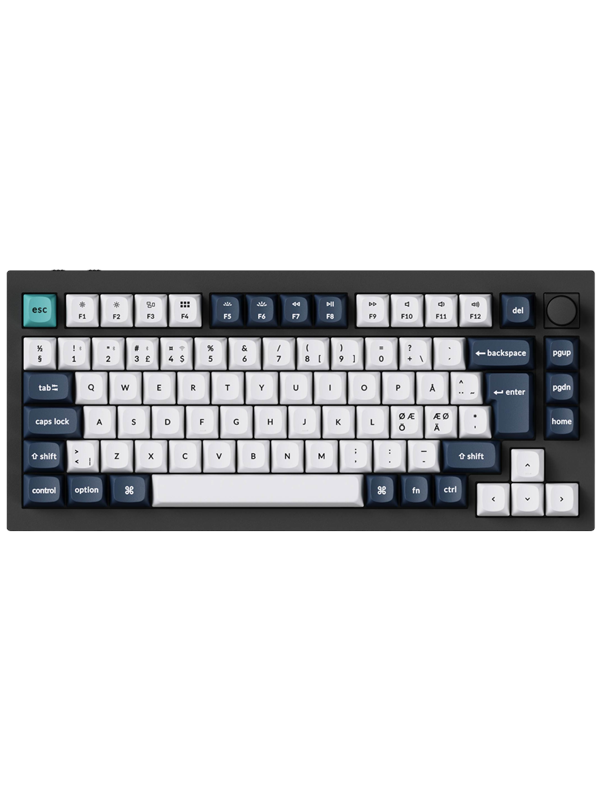 Keychron Q1 MAX 75% Knob Wireless Tri-Mode QMK/VIA - Gateron Jupiter Brown - ND - Gaming Tastatur - Uden Numpad - Nordisk - Sort