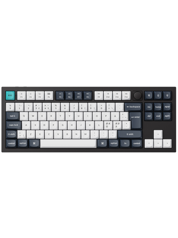 Keychron Q3 MAX 80% Knob Wireless Tri-Mode QMK/VIA - Gateron Jupiter Brown - ND - Gaming Tastatur - Uden Numpad - Nordisk - Sort