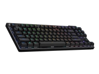 Logitech G PRO X - Tastatur - tenkeyless - bagbelyst - Bluetooth, 2.4 GHz - tastkontakt: GX Red Linear - sort