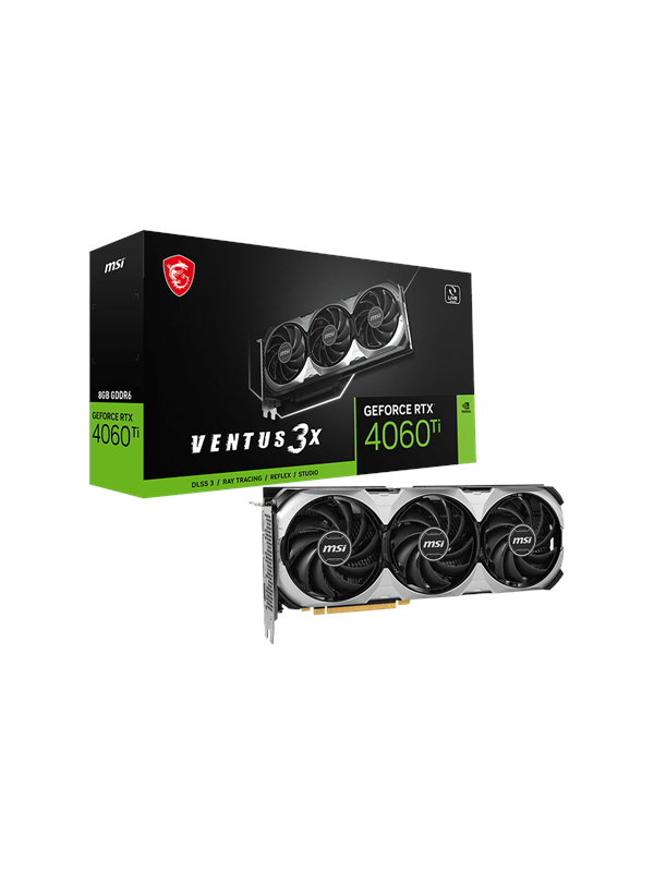 MSI GeForce RTX 4060 Ti VENTUS 3X E OC - 8GB GDDR6 RAM - Grafikkort